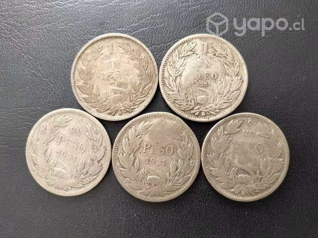 5 monedas chilenas de plata