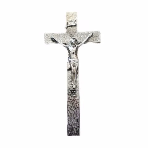 Crucifijo laurel cromado 45 cm