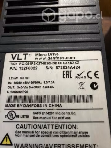 Variador de frecuencia vtl donfoss 132foo22