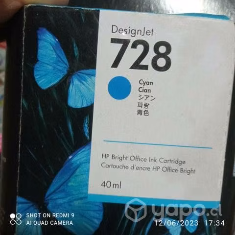Tintas HP 728 colores originales de 40ml