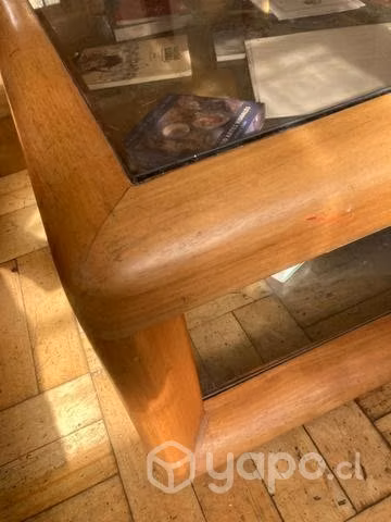 Mesa de centro/ dos vidrios y madera ciprés - Imagen 2