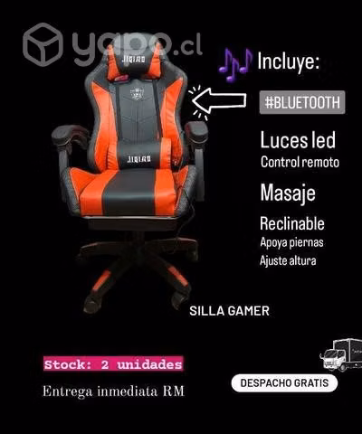 Silla Gamer inckuye Bluetooth, Luces Led con contr