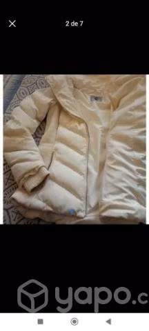 Parka blanca Gorro cierres mujer talla S