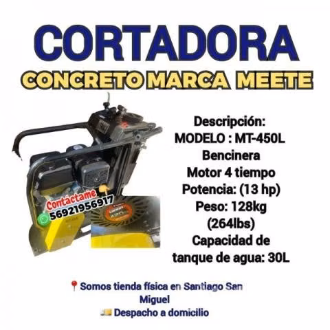 Cortadora la especial para concreto 13 hp meete