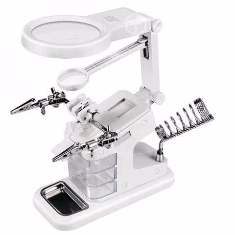 Tercera Mano Con Doble Lupa 10 Led, Para Cautin