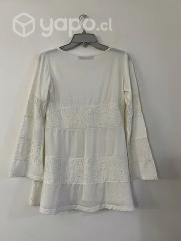 Polera Larga Marca Mor Talla L Blanco Usado - Imagen 5
