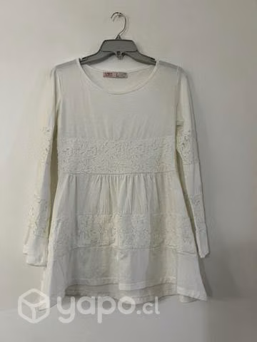 Polera Larga Marca Mor Talla L Blanco Usado - Imagen 4