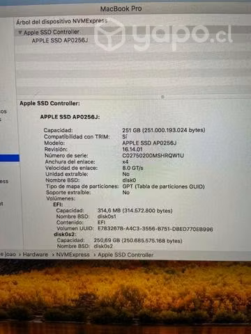 Computador macbook 14,2 2017 info en las fotos - Imagen 6