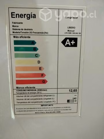 Congeladora Libero 144 lts