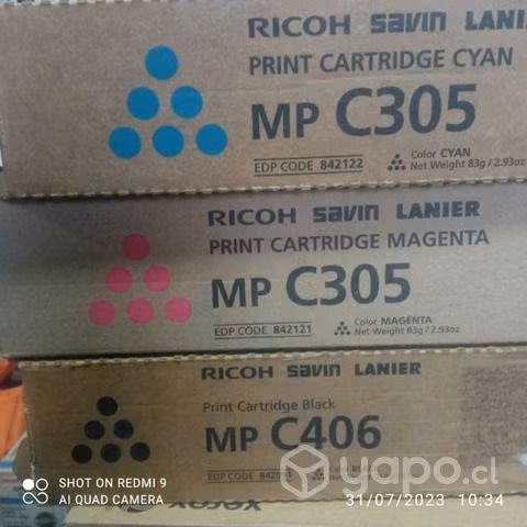 Toner Ricoh MP c305 y MP c406 originales