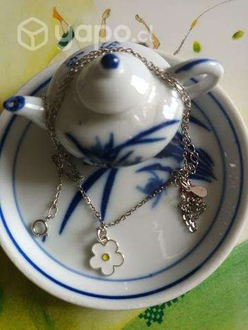Collar plata ley sterling 926 con dije de flor - Imagen 2