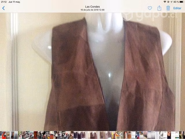 Chaleco gamuza café talla M a Large - Imagen 2