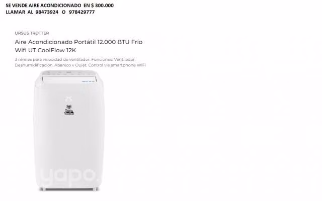 Aire Acondicionado Ursus Trotter Coolflow 12000