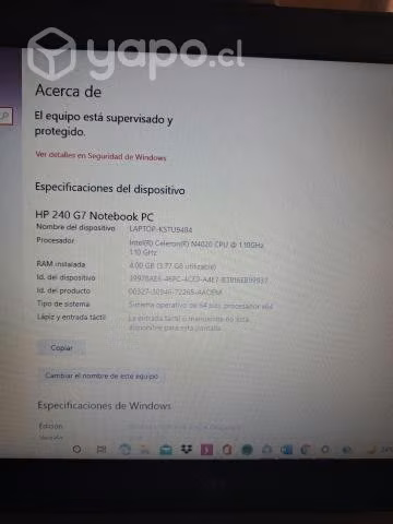Notebook HP 240G7/ Intel inside. - Imagen 2