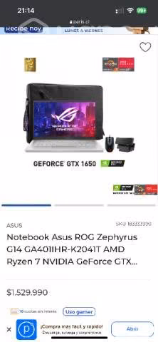 Notebook gamer asus ROG Zephyrus g14 ryzen 7 4800 - Imagen 2
