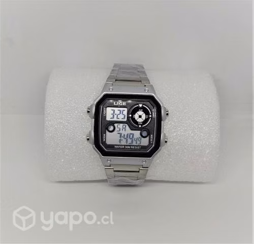 Reloj digital LIGE modelo militar correa de acero - Imagen 2