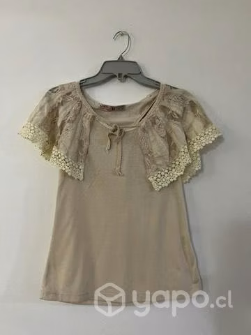 Polera Elástica Marca Mor Talla M Color Beige