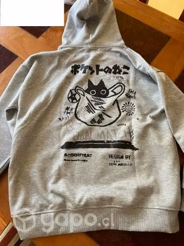 Poleron Gris - Diseño Gato