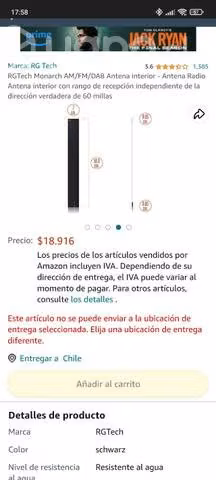 Antena Indoor monarch AM/FM/DAB/DAB+ Elegante