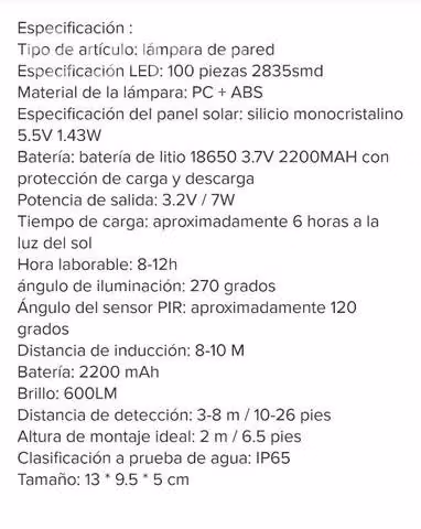 Foco solar con sensor de movimiento