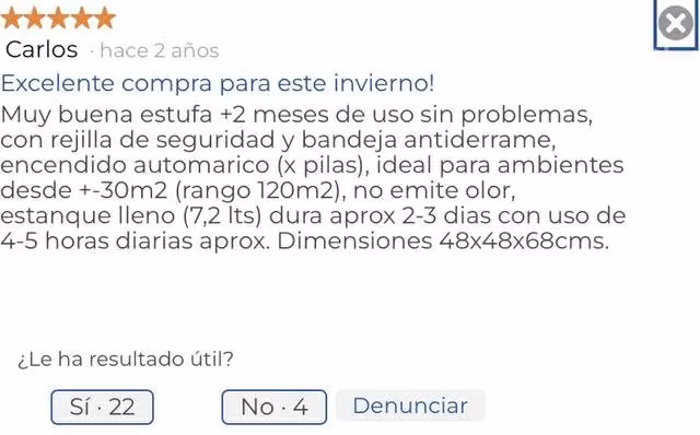 Estufa a Parafina Nueva (un uso)