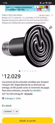 Ampolleta Calefacción para reptiles/pollitos/exoti