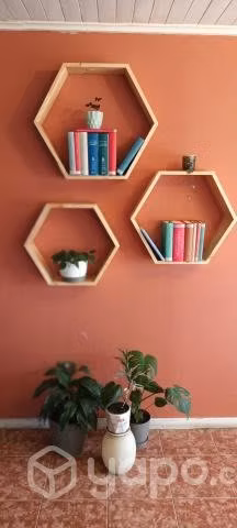 Repisas hexagonales de madera