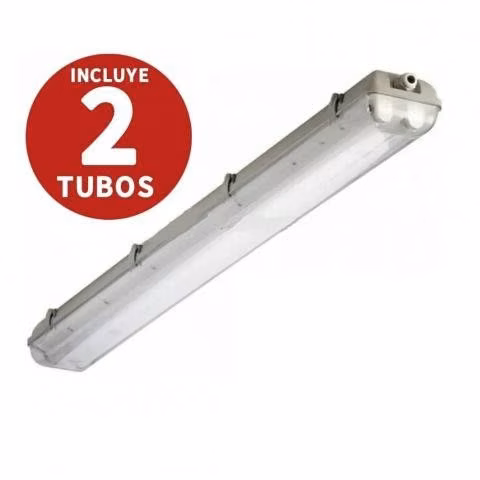 Pack 8 Equipo Estanco Led 2x18w Con Tubos De 18w 1