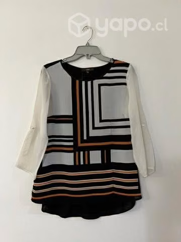 Blusa Geométrica Marca Mor Talla S Negro