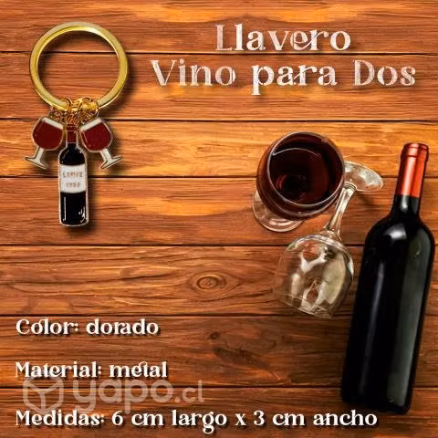 Llavero Vino, 2 Copas ( Metálico )