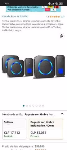 Set timbre inalámbrico 400mts 3bocinas 2pulsadores