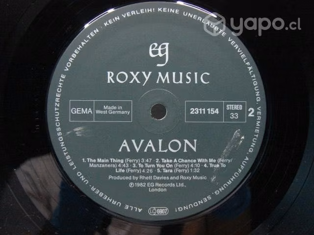 Vinilo Roxy Music Avalon 1982 Alemania Ed + Sobre