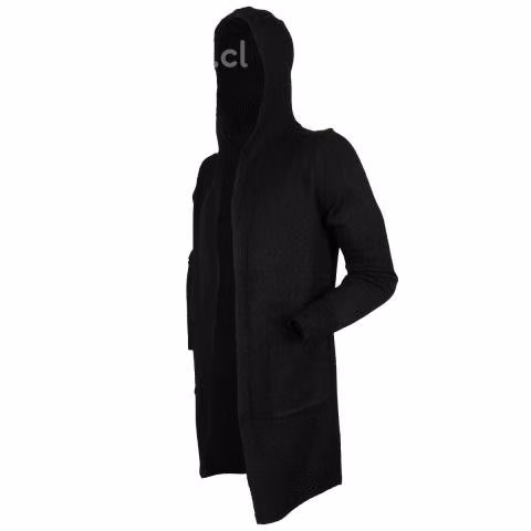 Chaleco Negro L Con Gorro Largo Grueso 8811