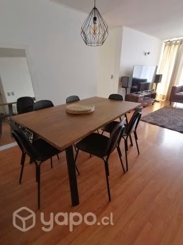 Comedor Paladio Cubierta Nogal - Base Negra 6p