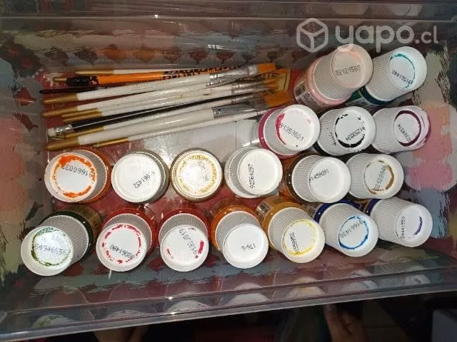 Set pinturas para porcelana + set de pinceles