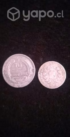 Monedas antigua chile 20 centavos y un peso