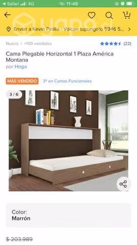 Cama abatible o plegable de 1 plaza