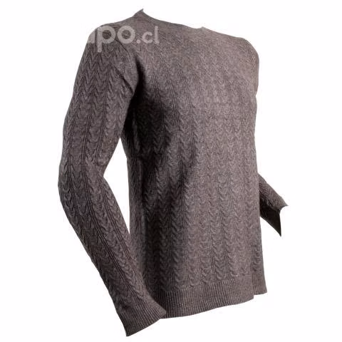 Sweater Cuello Polo Elasticado Gris XL - Imagen 3
