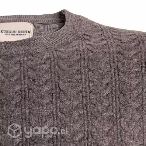 Sweater Cuello Polo Elasticado Gris XL - Imagen 2