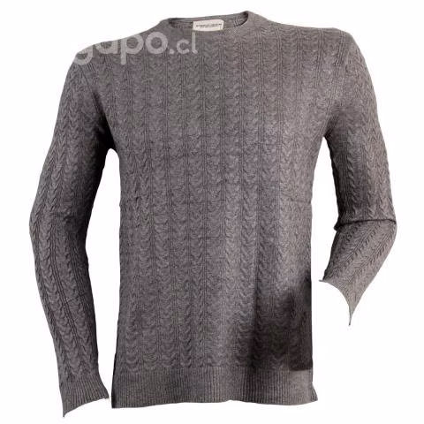 Sweater Cuello Polo Elasticado Gris L