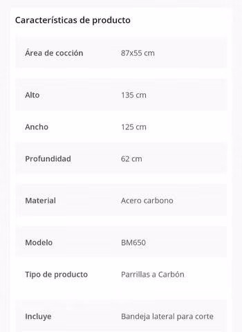 Parrilla a carbon BM650 Beef Maker