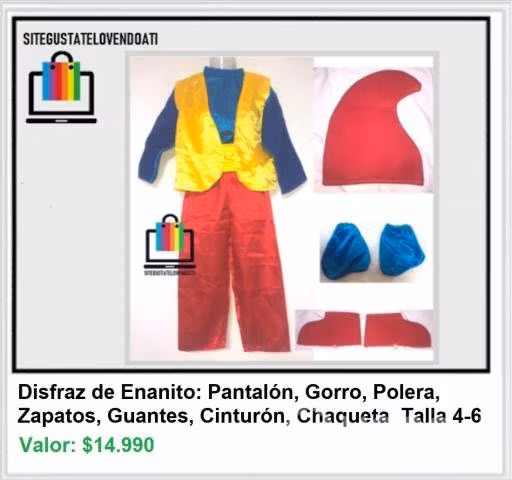 Disfraz de Enanito 9 Piezas Nuevo
