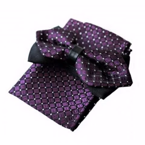 Set corbatín humita + pañuelo color violeta