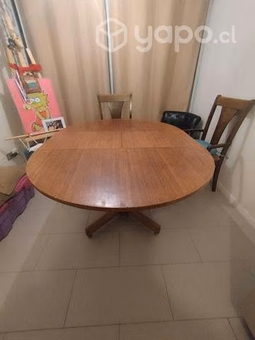 Mesa redonda comedor extensible madera encina - Imagen 5