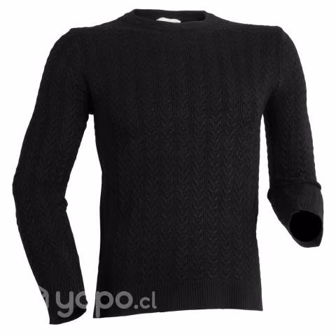 Sweater Cuello Polo Elasticado Negro XXL