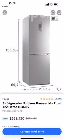 Refrigerador fensa 322l - Imagen 5