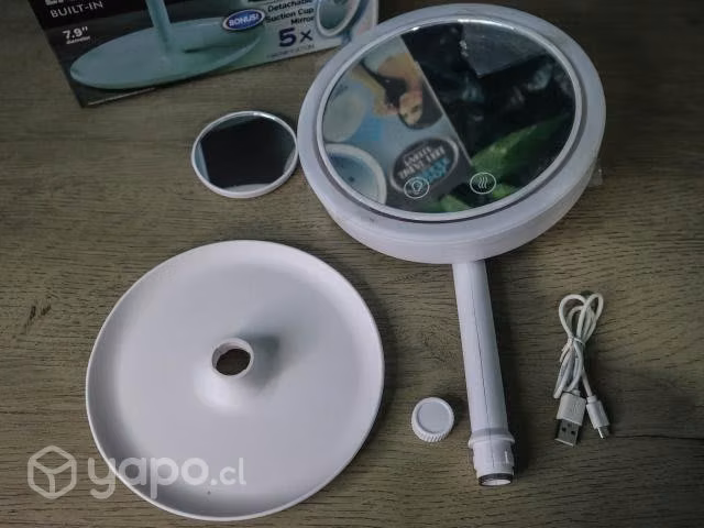 Espejo 3 en 1 con luz led ventilador y aumento
