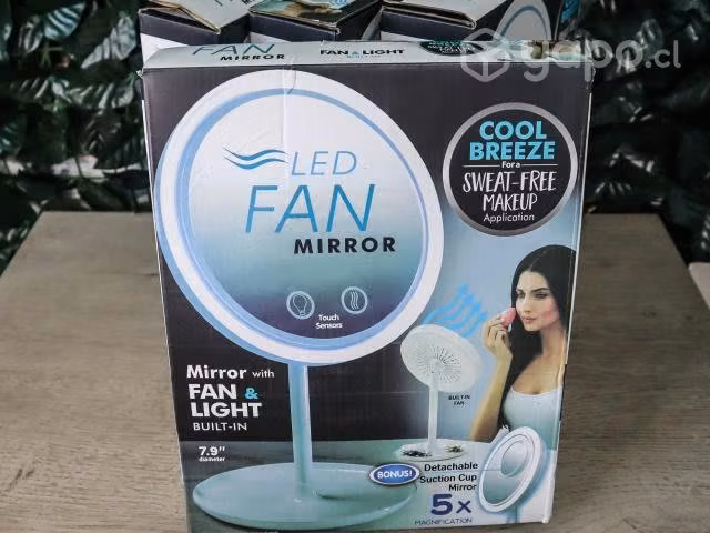 Espejo 3 en 1 con luz led ventilador y aumento