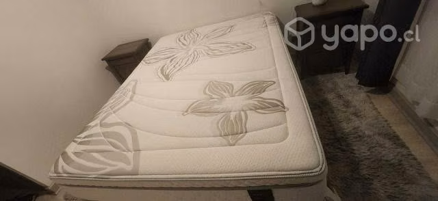 Cama rosen art 4 dos plazas + veladores rosen