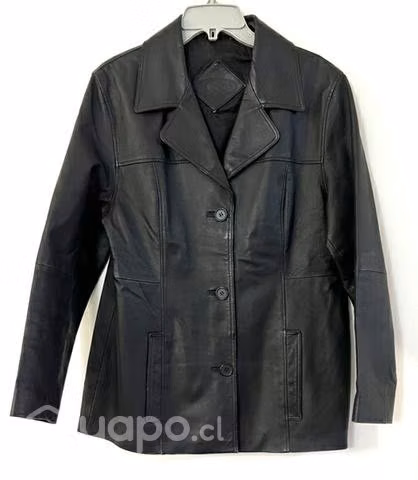 Casaca 100% Cuero Marca Fcc Talla Xl Negro